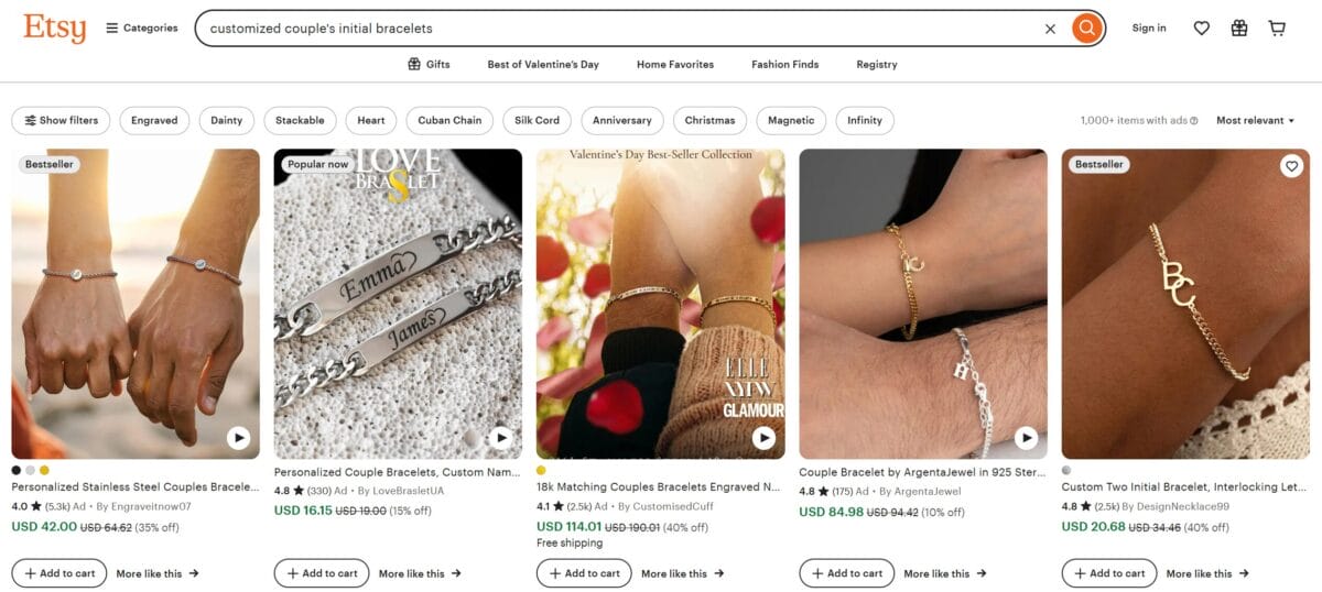 Etsy's personalized and custom gifts for Valentine's Day