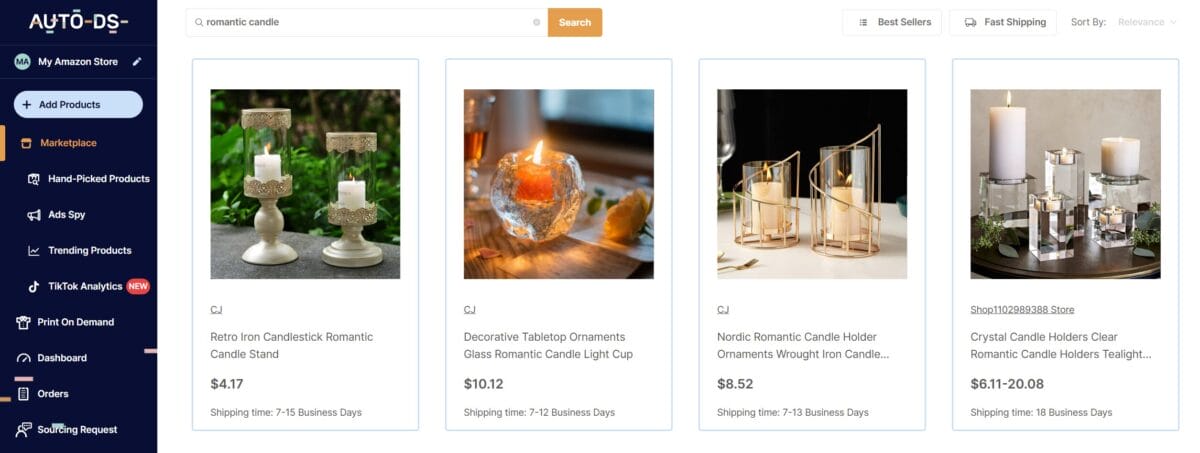 Romantic candles for valentine's day dropshipping from AutoDS Marketplace
