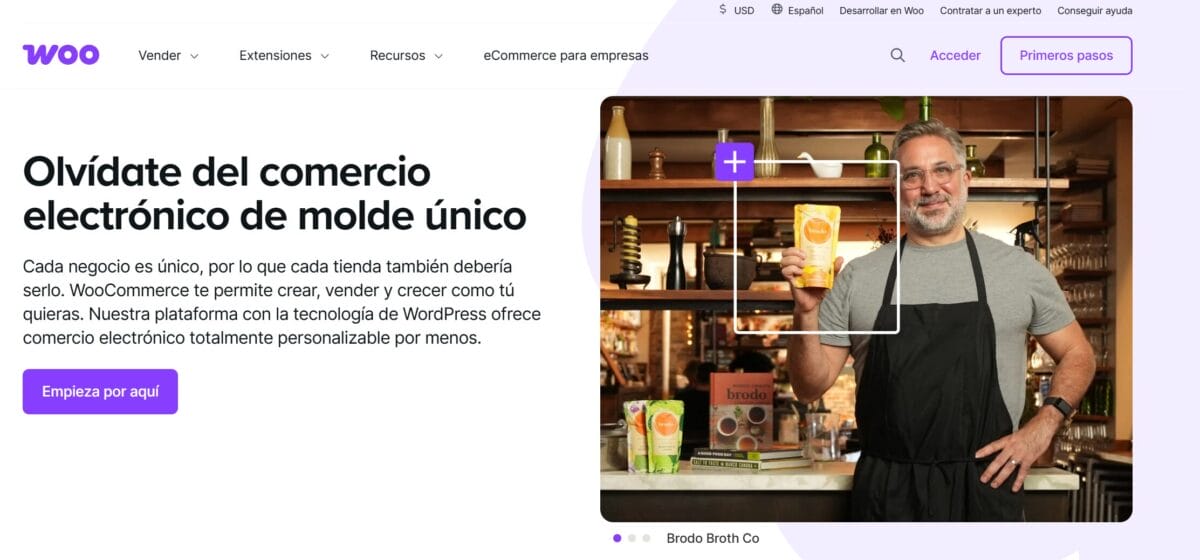 página principal de woocommerce