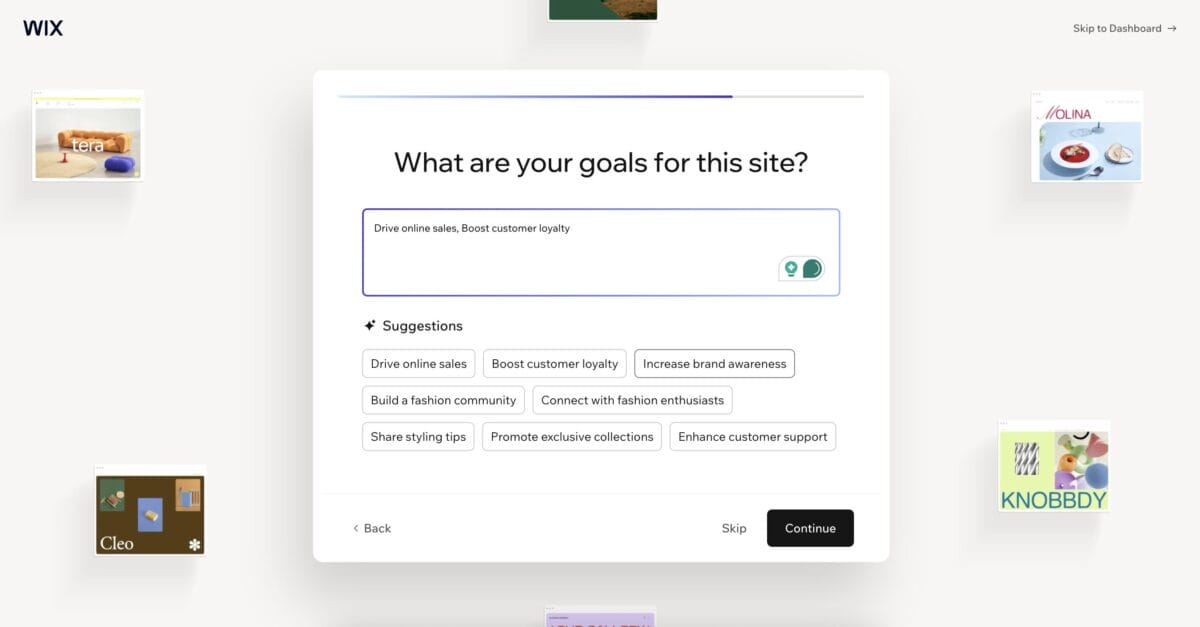 Establish goals for your online store to dropship on Wix