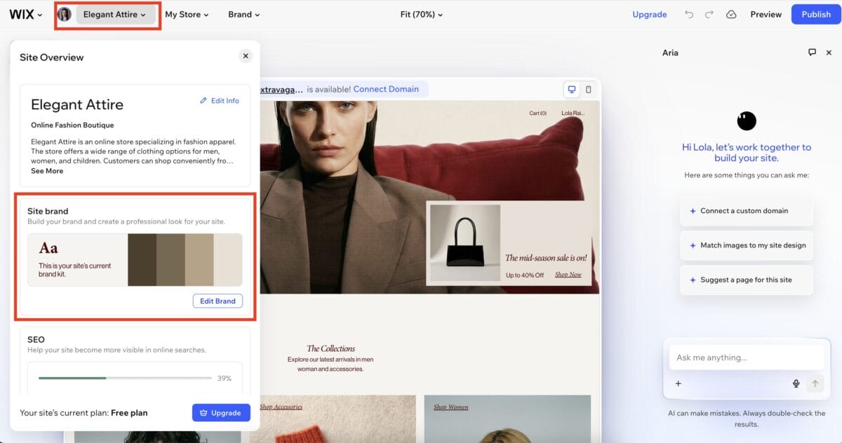 Edit brand on your online store to dropship on Wix