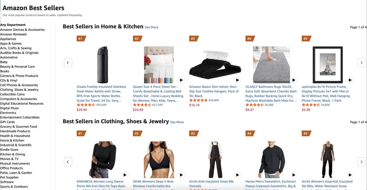 Amazon Best sellers for product research to dropship on Wix