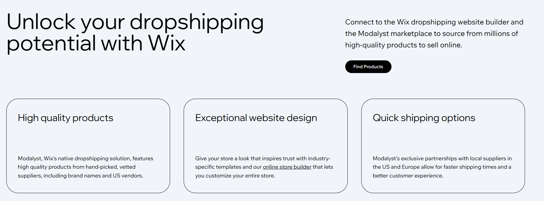 Wix growing structure for dropshipping business