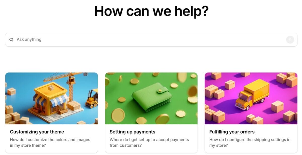 Shopify customer support help center