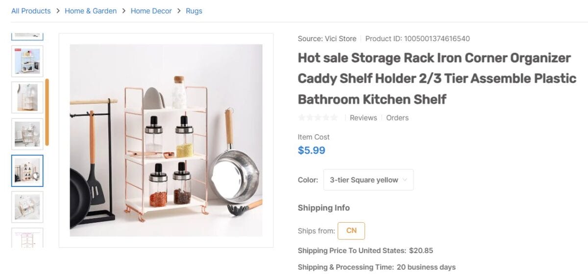 Example of problem solving home high demand low competition products for beginners on AutoDS