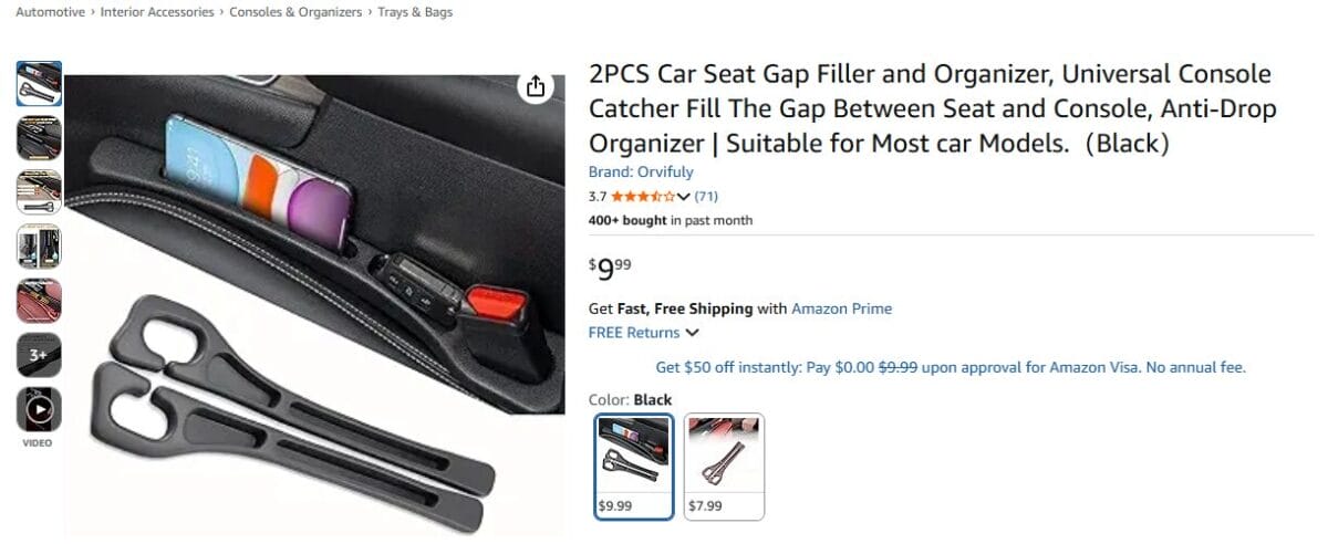 Niche products examples of high-demand low-competition products on Amazon carseat filter organizer