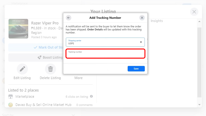 Set up order tracking details
