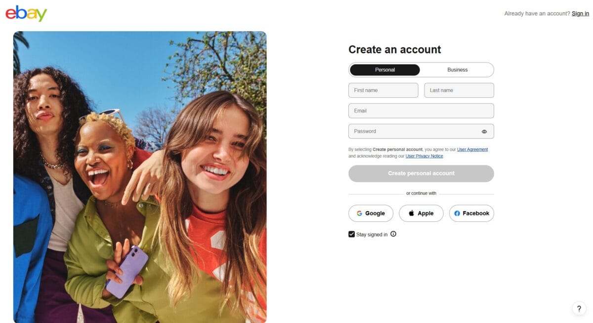 ebay account registration