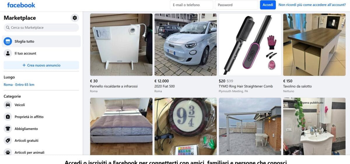 Fare dropshipping su Facebook Marketplace