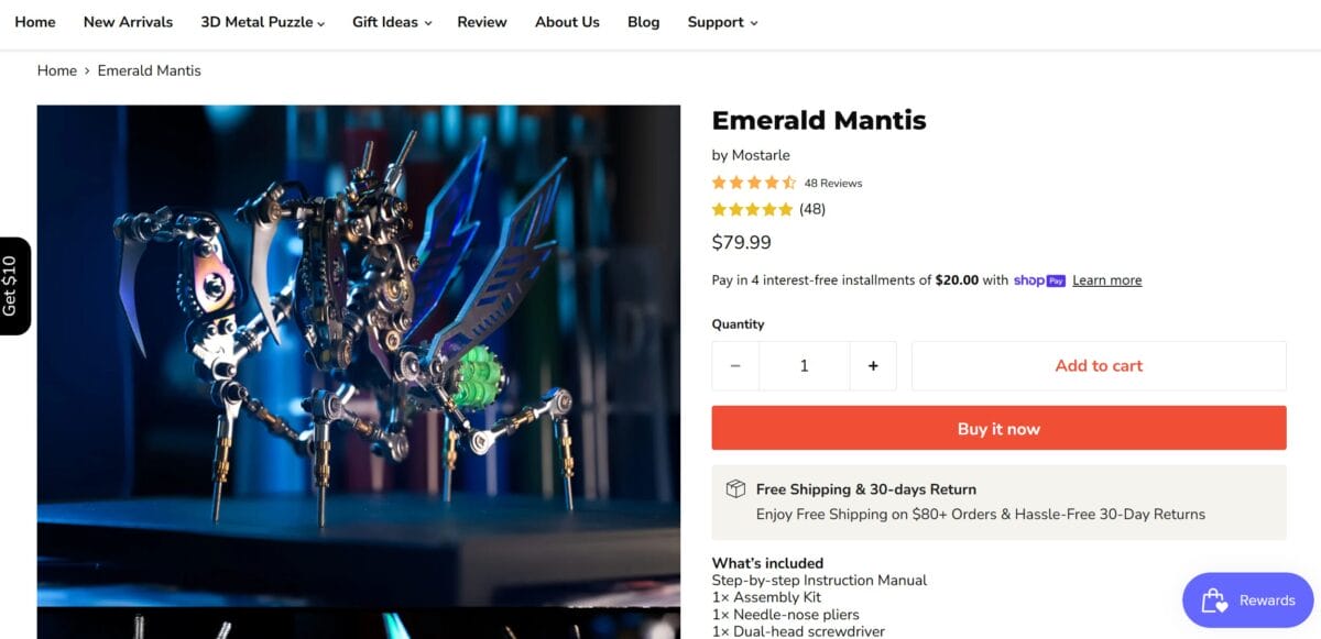 3D Metal Assembly Insect Model seller website