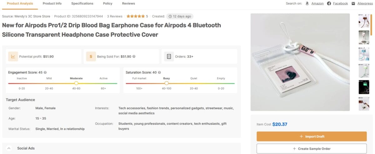 Airpods Drip Blood Bag Earphone Case best product to sell in march 2026