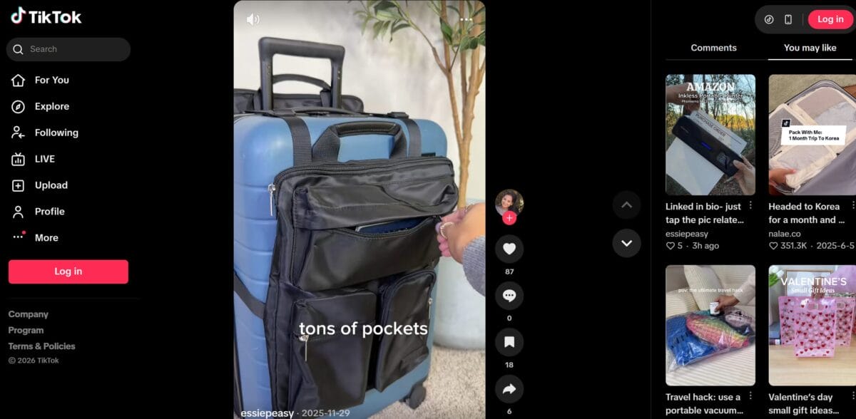 Attachment Bag for Cabin Suitcase tiktok ad