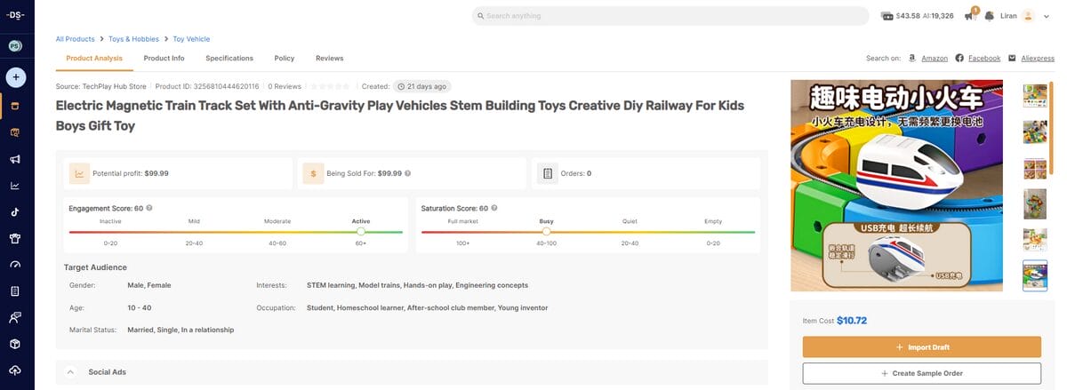 magnetic train set top product to dropship in april 2026