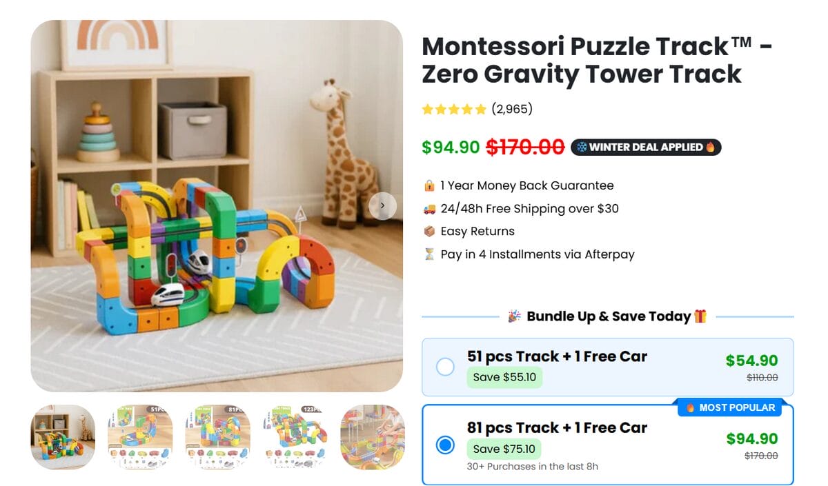 Seller's website example