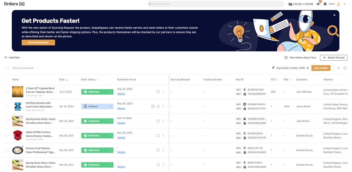 Streamline all your orders from the AutoDS dashboard