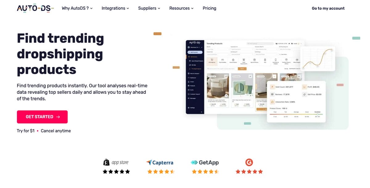 AutoDS's Trending products hub to find best-selling items on Facebook Marketplace 2026