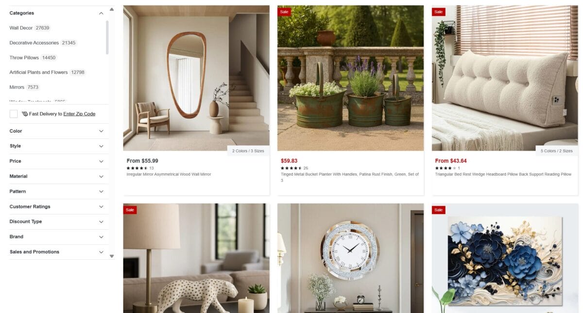 furniture and home decor niche