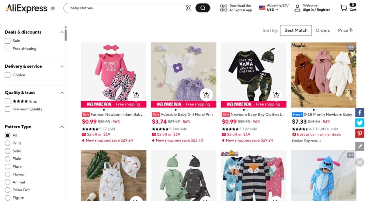 baby clothes dropshipping niches