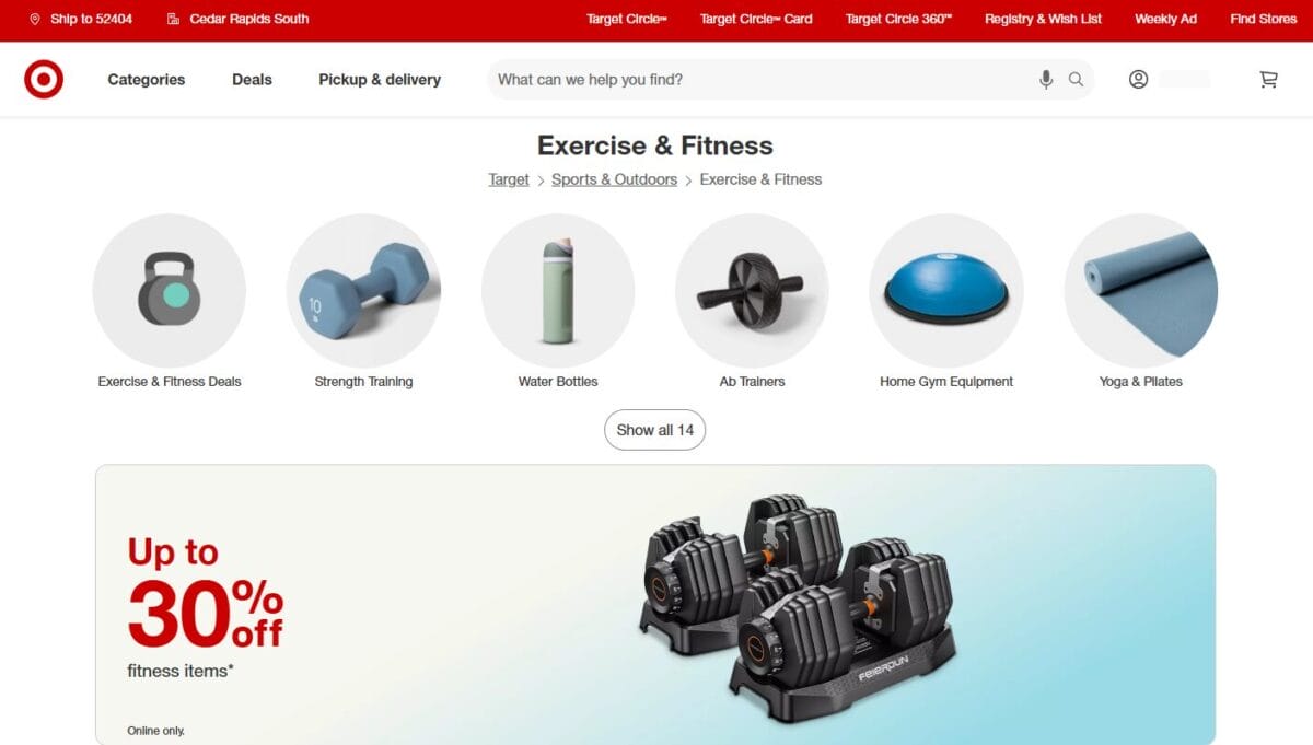 Target exercise and fitness items dropshipping