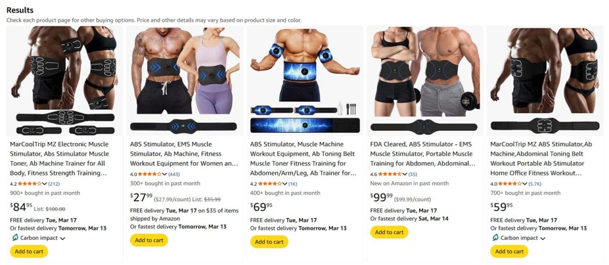 Amazon EMS Abs Trainer Stimulator fitness