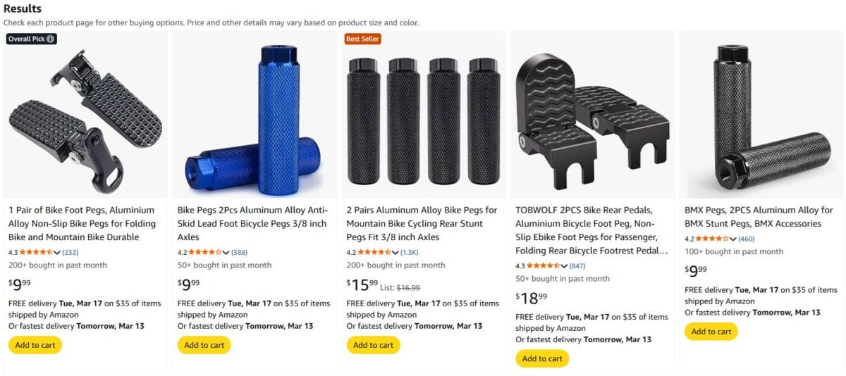Foot Pegs for Bikes Amazon fitness items 