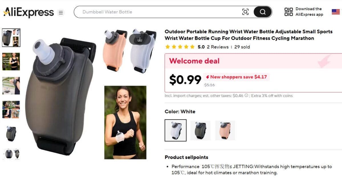 Portable wrist bottle on Aliexpress