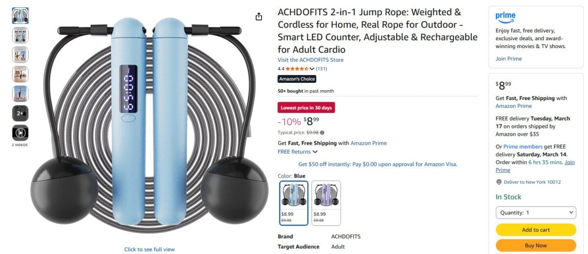 2-in-1 Digital Jump Rope on Amazon