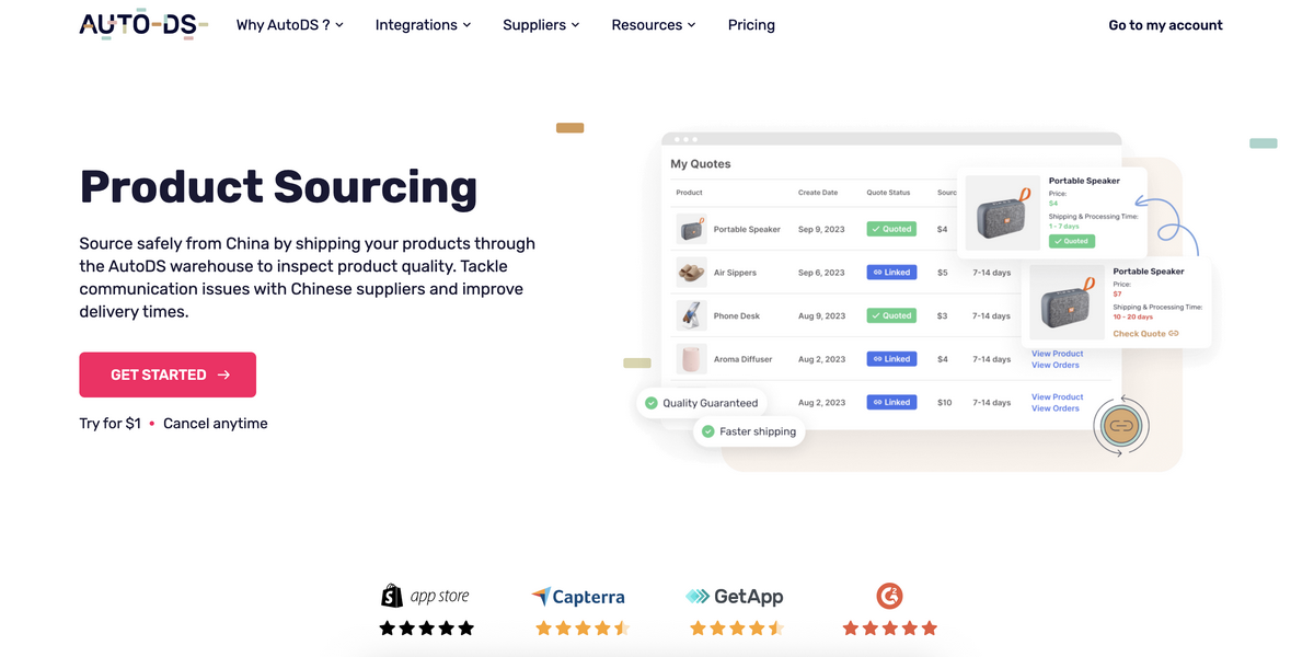 AutoDS to Amazon product sourcing