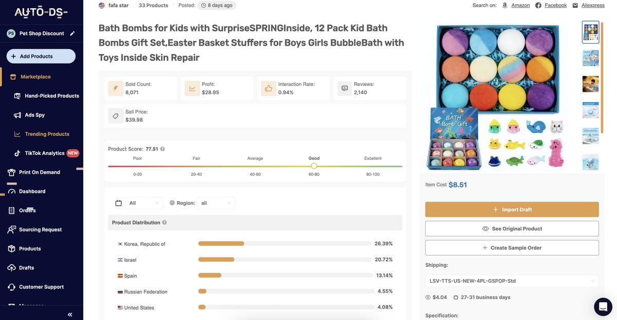 AutoDS's trending products to sell on Amazon
