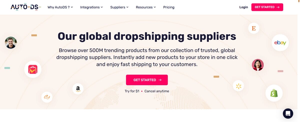 AutoDS network of fast dropshipping suppliers