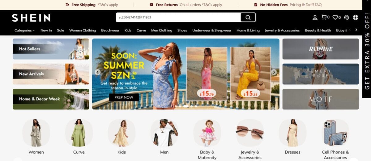 Shein as a supplier for dropshippng