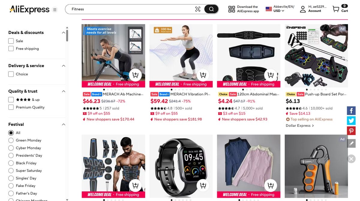Fitness and wellness products AliExpress trending products 2026