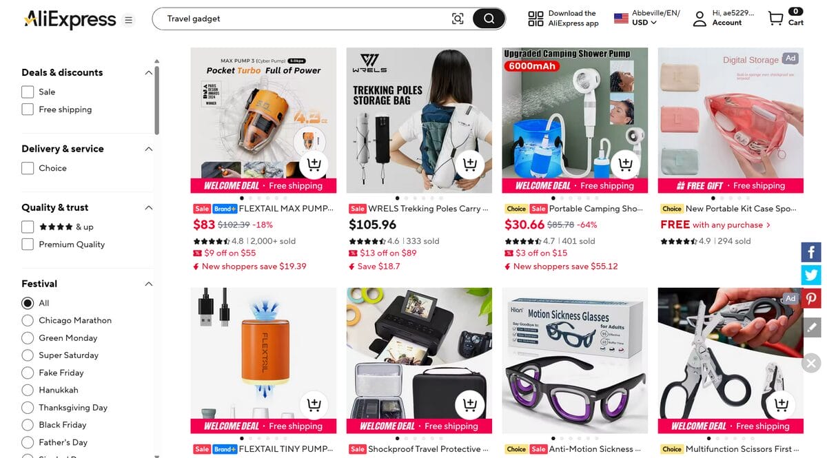 Travel and lifestyle accessories trending products in aliexpress