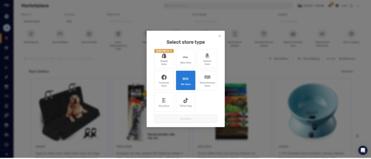 AutoDS add store Wix