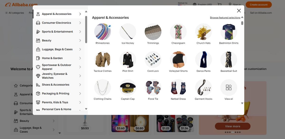 Alibaba homepage clothing dropshipping supplier