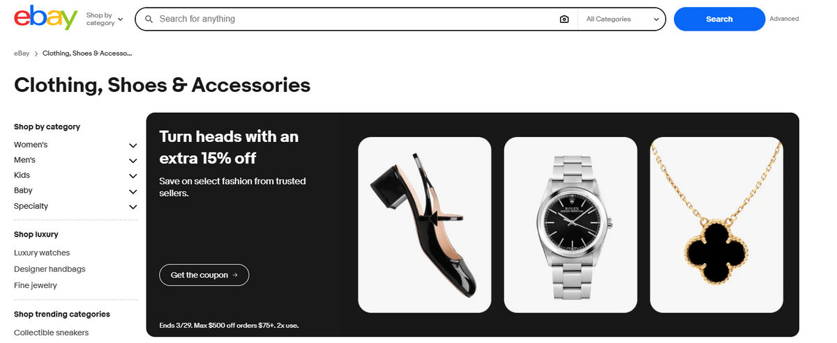 Find the best clothing items in eBay