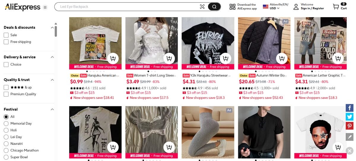 AliExpress top clothing dropshipping suppliers