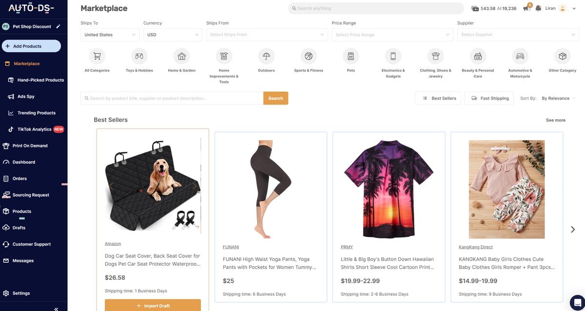 AutoDS Warehouse & Private Suppliers international suppliers with US warehouse