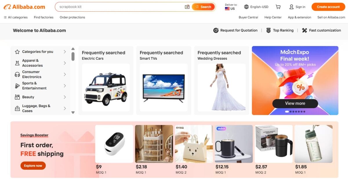 Alibaba dropshipping wholesale sales channel