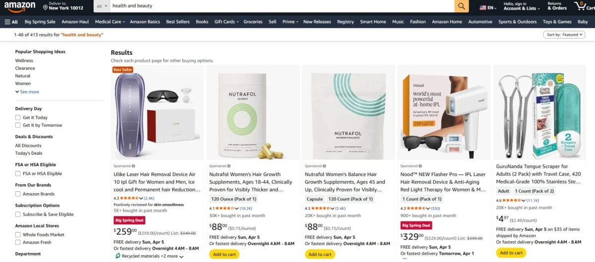 Amazon beauty health niche online selling