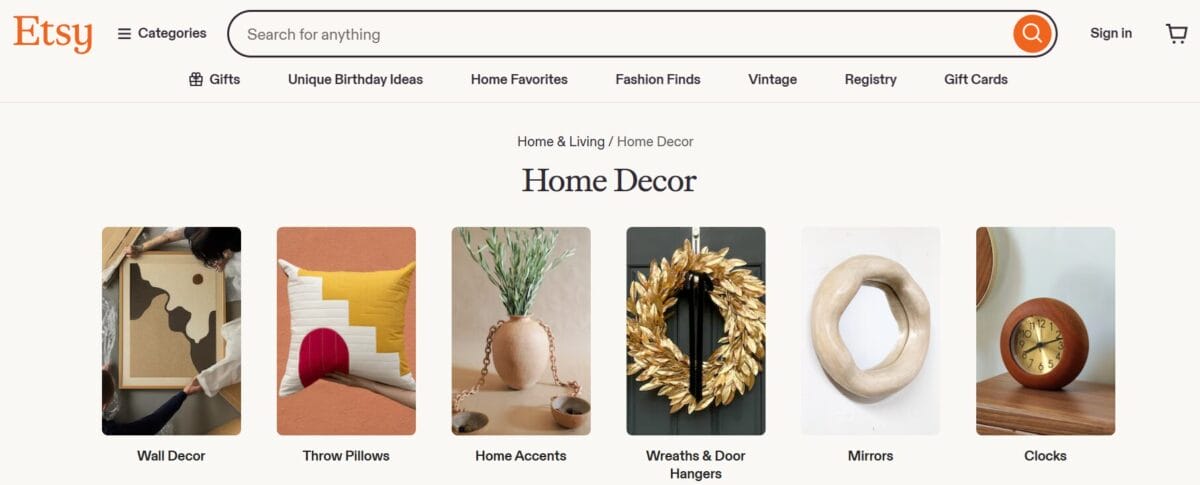 Etsy home decor best niches sell online