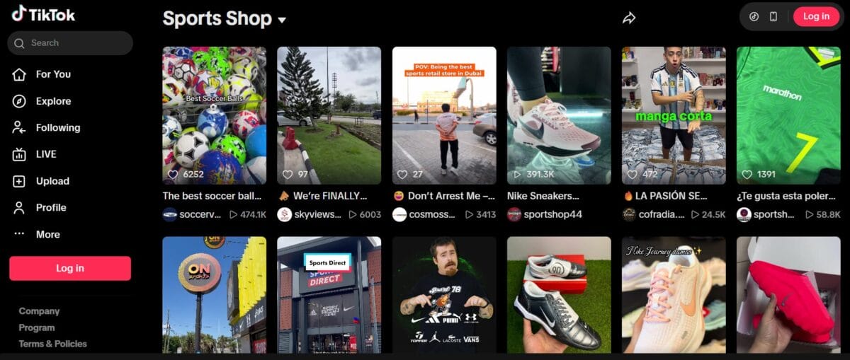 Sports essentials in Tiktok shop