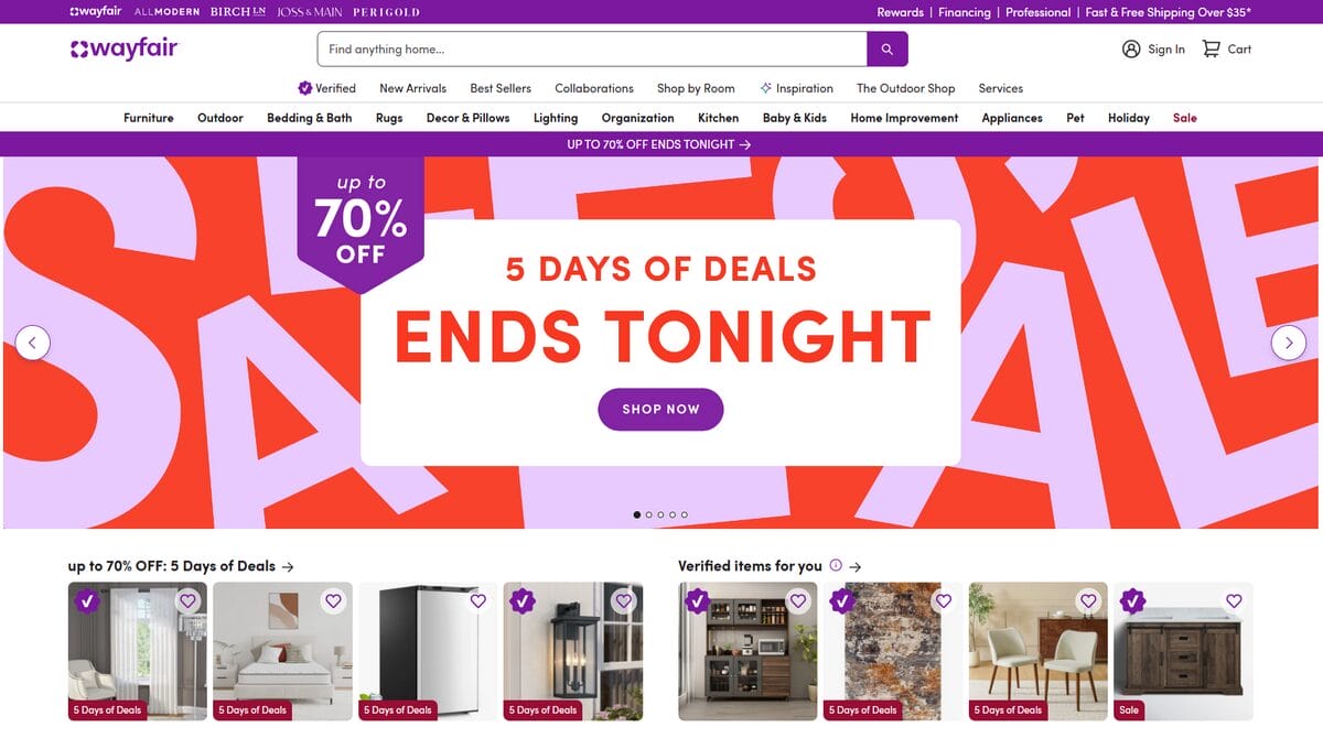 Wayfair as Shopify dropshipping supplier