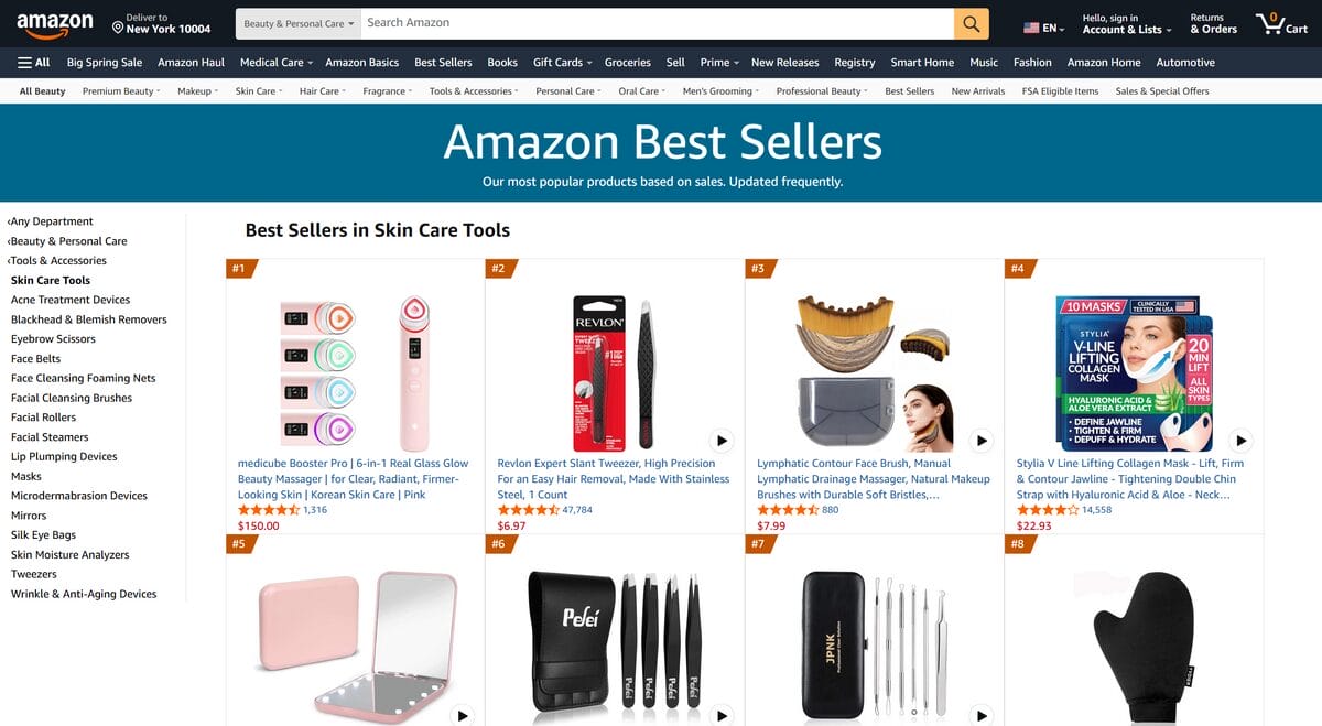 Amazon best sellers to find best products to start dropshipping for free