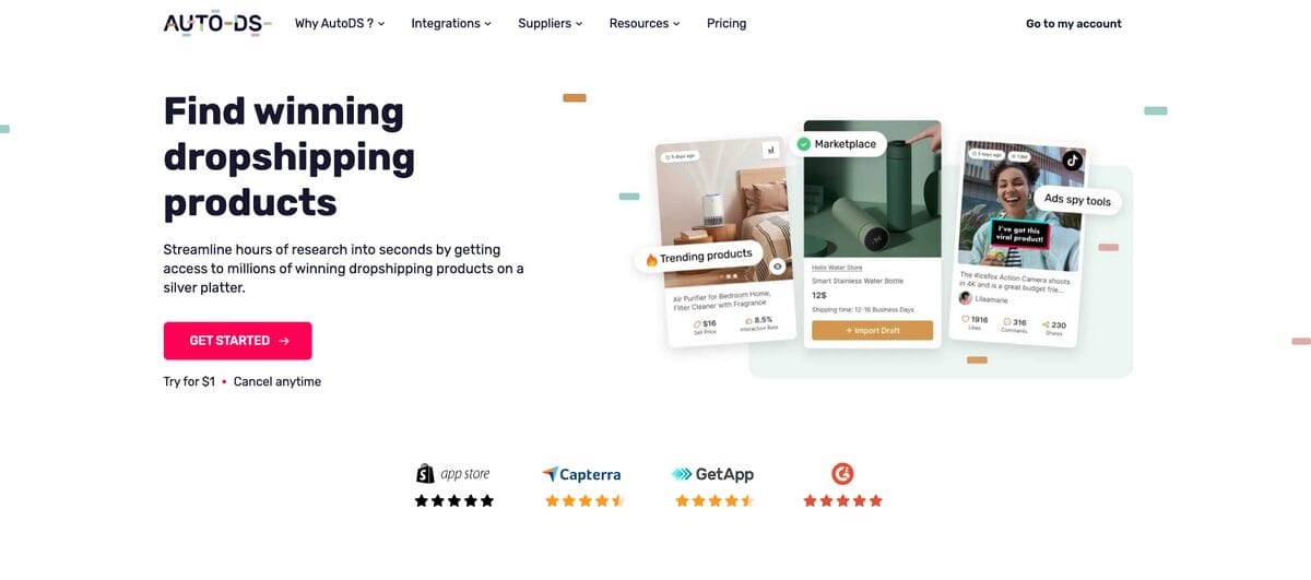 AutoDS's Product Research Tools for finding ebay best sellers