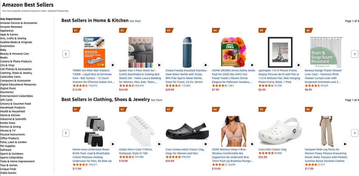 Amazon's Best Sellers to find winning items for eBay