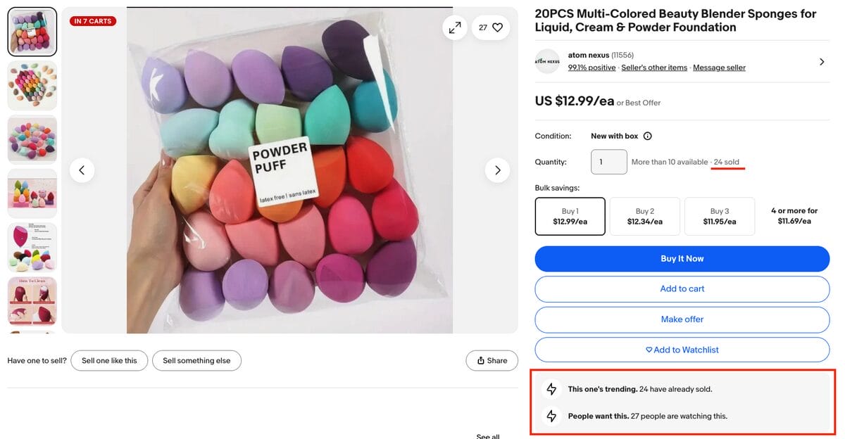 eBay's units sold data to find top selling items