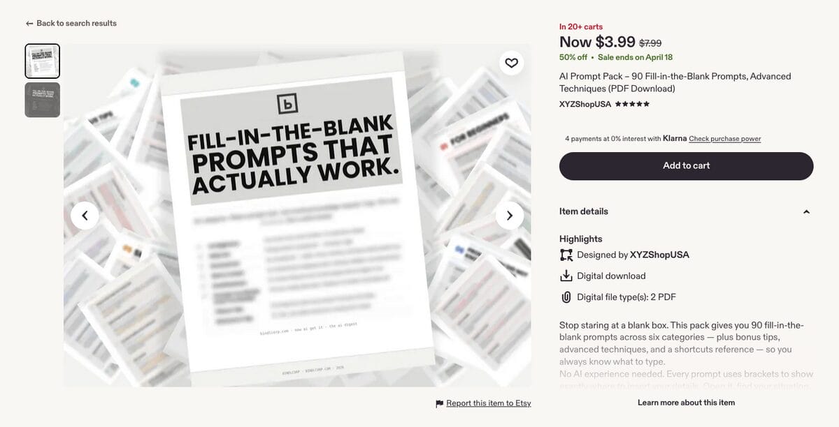 AI prompt packs, one of the best digital dropshipping products