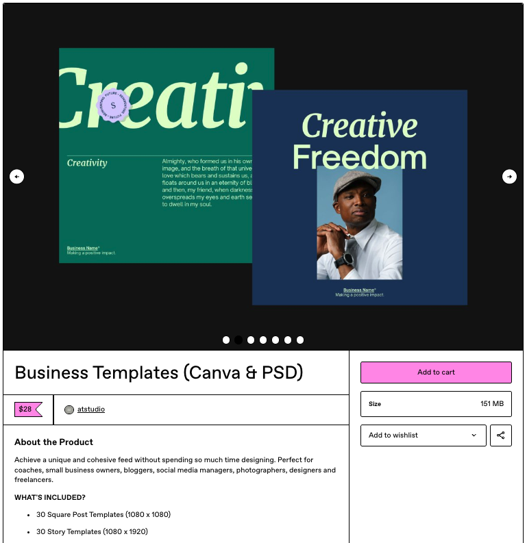 Canva business kits, one of the best digital dropshipping products