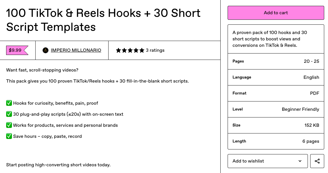 UGC Video Scripts & Ad Templates, one of the best digital dropshipping products